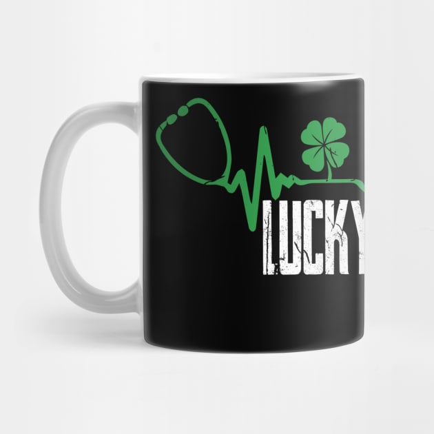 Lucky Nurse T-Shirt Ireland Heartbeat irish Gift Tee Shamrock by biNutz